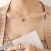 Ethnic Double Happiness Pendant Necklace, 18K Gold Plated Titanium Steel Clavicle Chain