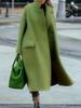 Temu Plus Size 2025 Autumn/Winter Women's Long Sleeve Lapel Coat with Pockets