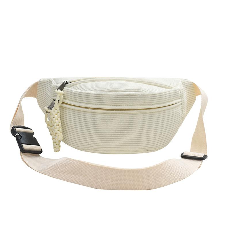 Sacs de taille en velours côtelé pour femmes Mode Sac banane Sac banane pour femme Sac de hanche Sac bandoulière Sac de poitrine Poche beige