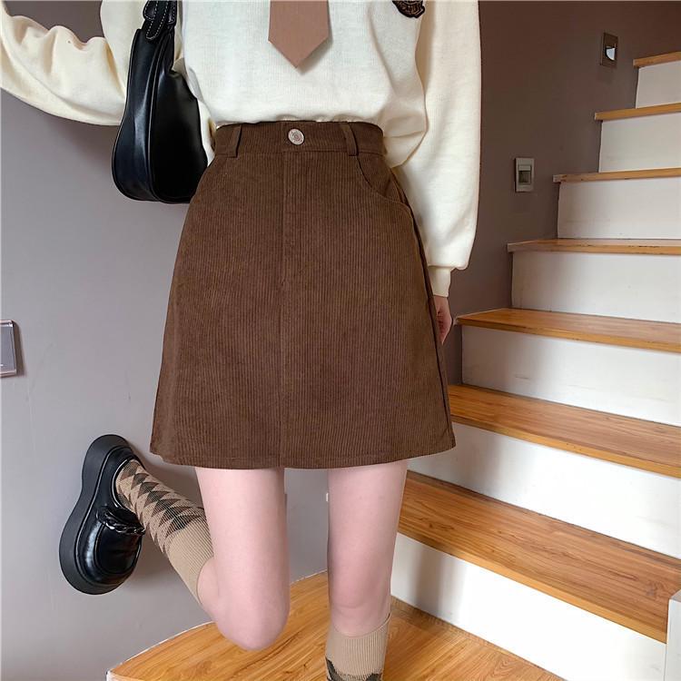 

Женская вельветовая юбка А-силуэта с завышенной талией на осень/зиму 2024 года 4XL