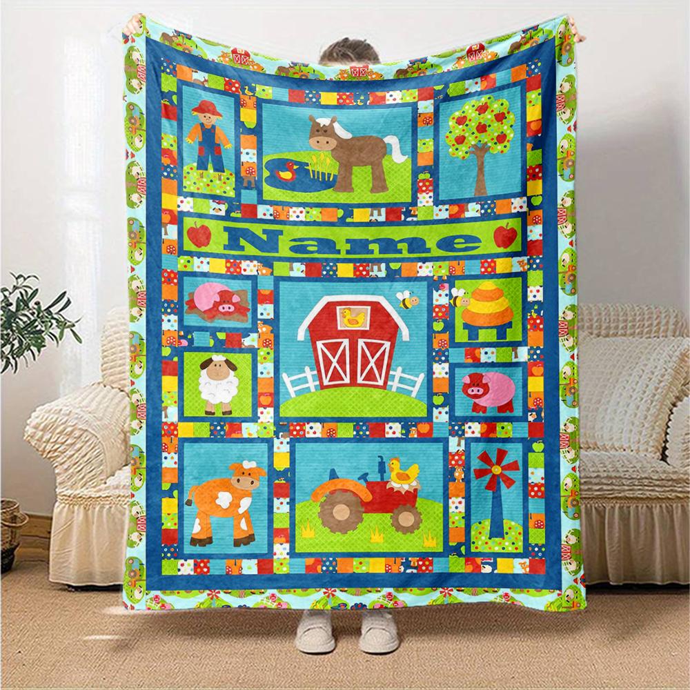Custom Name Cute Cars Theme Printed Blanket - Perfect for Couch, Bed, Travel & Outdoor Use | Machine Washable, Cozy & Durable.