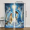 Christmas Jesus Nativity curtains, pole bag curtains, bedroom and living room decoration, home decoration, Christmas decoration
