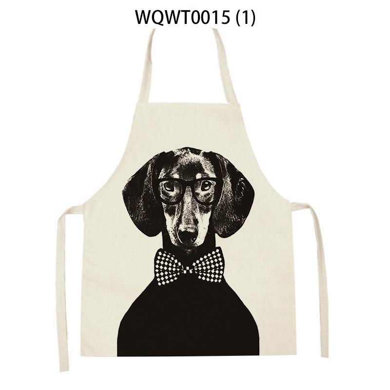 Adult Kids Kitchen Apron Funny Cartoon Dog Printed Sleeveless Linen Baking Aprons for Men Women Home Cleaning Tools Delantal