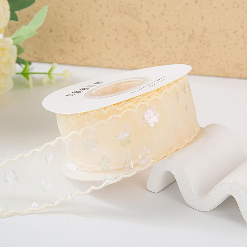 

10 ярдов/Рулон Шелковая Лента Ручной Работы Блестки 4см Атласные Ленты Сделай Сам Подарочная Упаковка Ремесленная Лента Органза 4cm абрикосовый