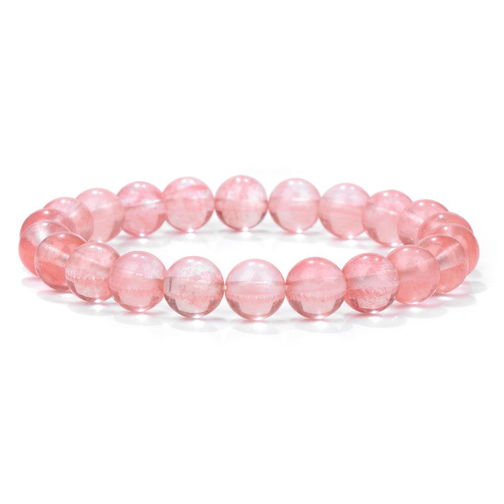 Fashion Natural Stone Pink Angelite Beads Bracelet 8mm Sunstone Beaded Energy Yoga Bracelet Jewelry for Women Handmade Gifts