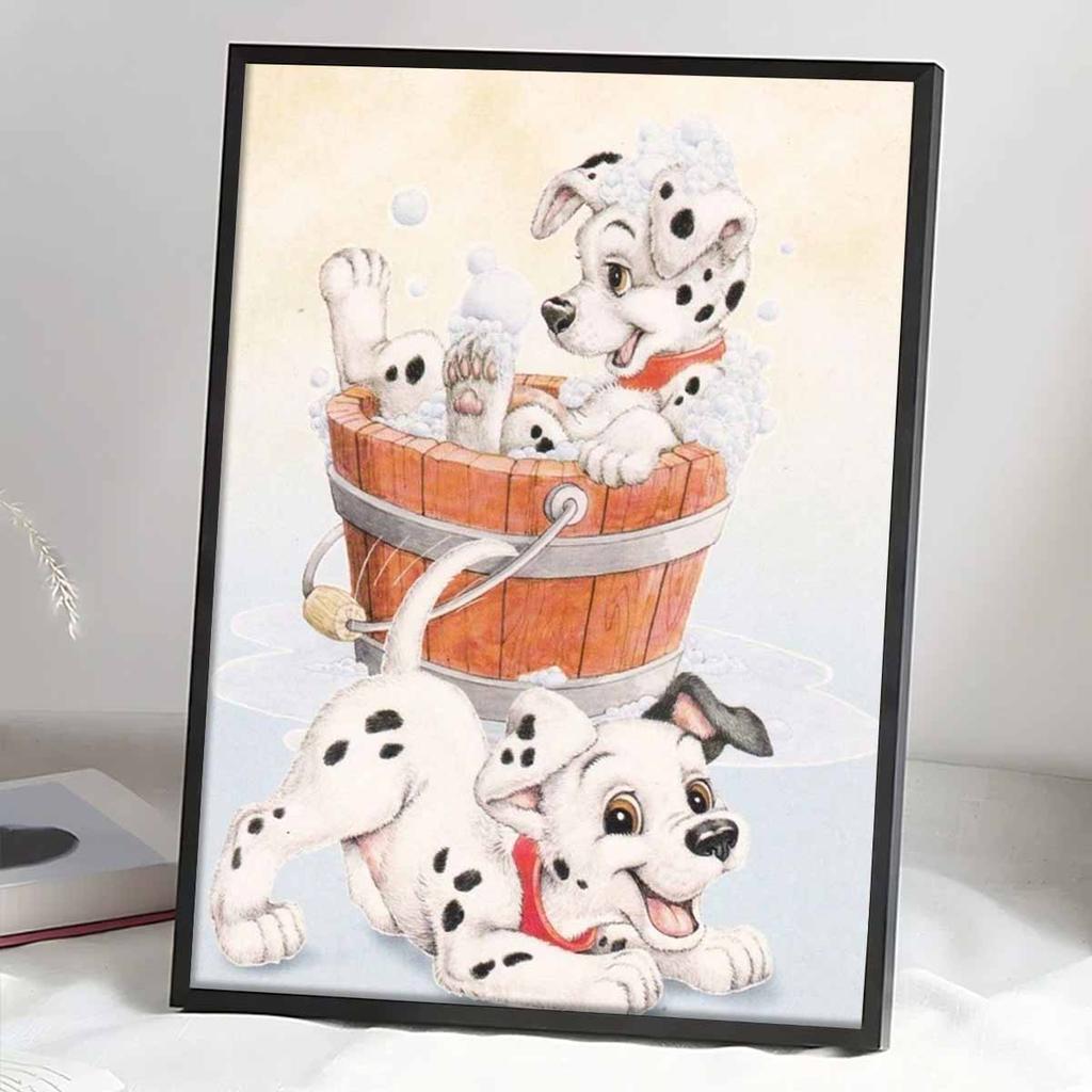 DIY Diamond Painting A dog taking a bath Cross Stitch Kit Mosaic Art Diamond Painting Full Circle Diamond Home Decoration