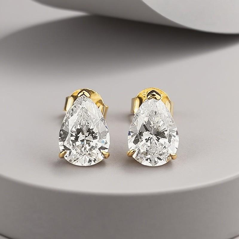 E593 2ct Teardrop Stud Earrings Sterling Daily Wear Fashion Jewelry Women