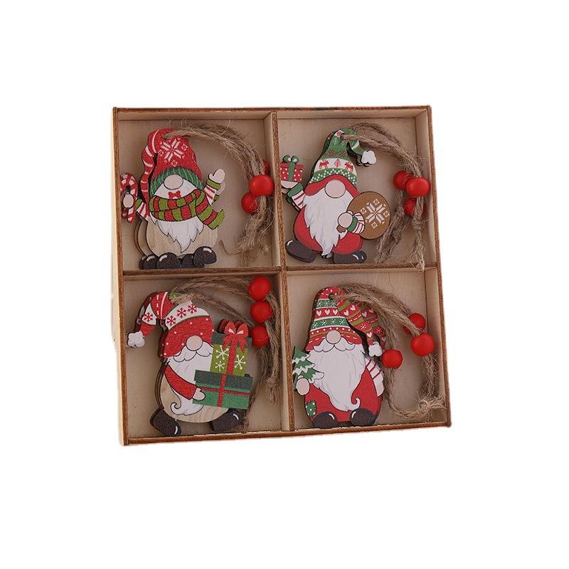 New Christmas Decorations Wooden Faceless Old Man Small Pendants Christmas Tree Pendants 12 Wooden Box Packaging Pendants