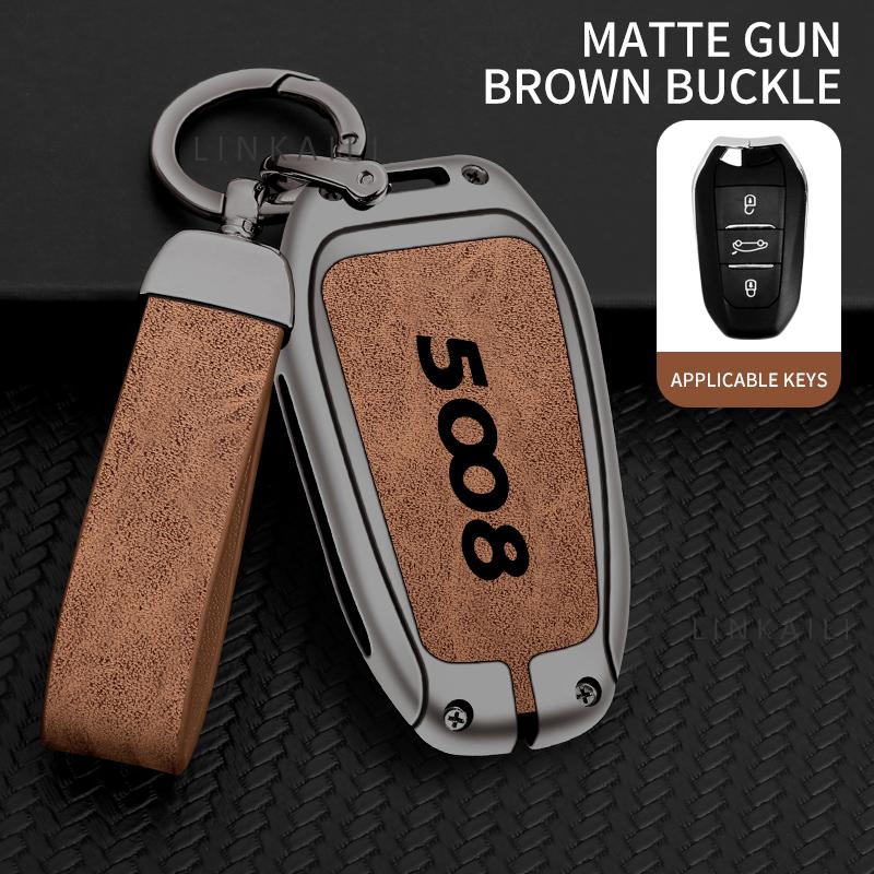 Adatto per Custodia Chiave Auto Peugeot 5008 Fibbia Guscio Chiave Telecomando Auto in Lega di Zinco Accessori Auto