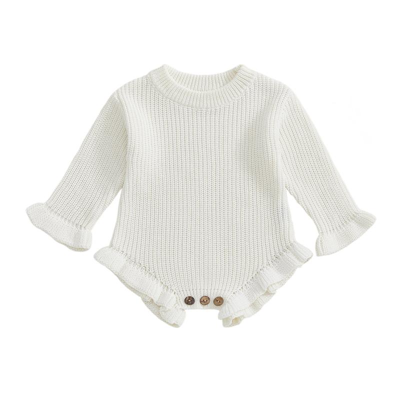 Neugeborenes Baby Mädchen Junge Pullover Strampler Baumwolle Weich Gestrickt Overall Einfarbige Warme Herbst Winter Weihnachten Kleidung