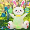 Easter Inflatables Outdoor Decorations 4ft Cute Inflatable Bunny Hold Eggs Blow Up Yard with LED Lighted Colorful Happy Rabbit Blow Ups for Outside