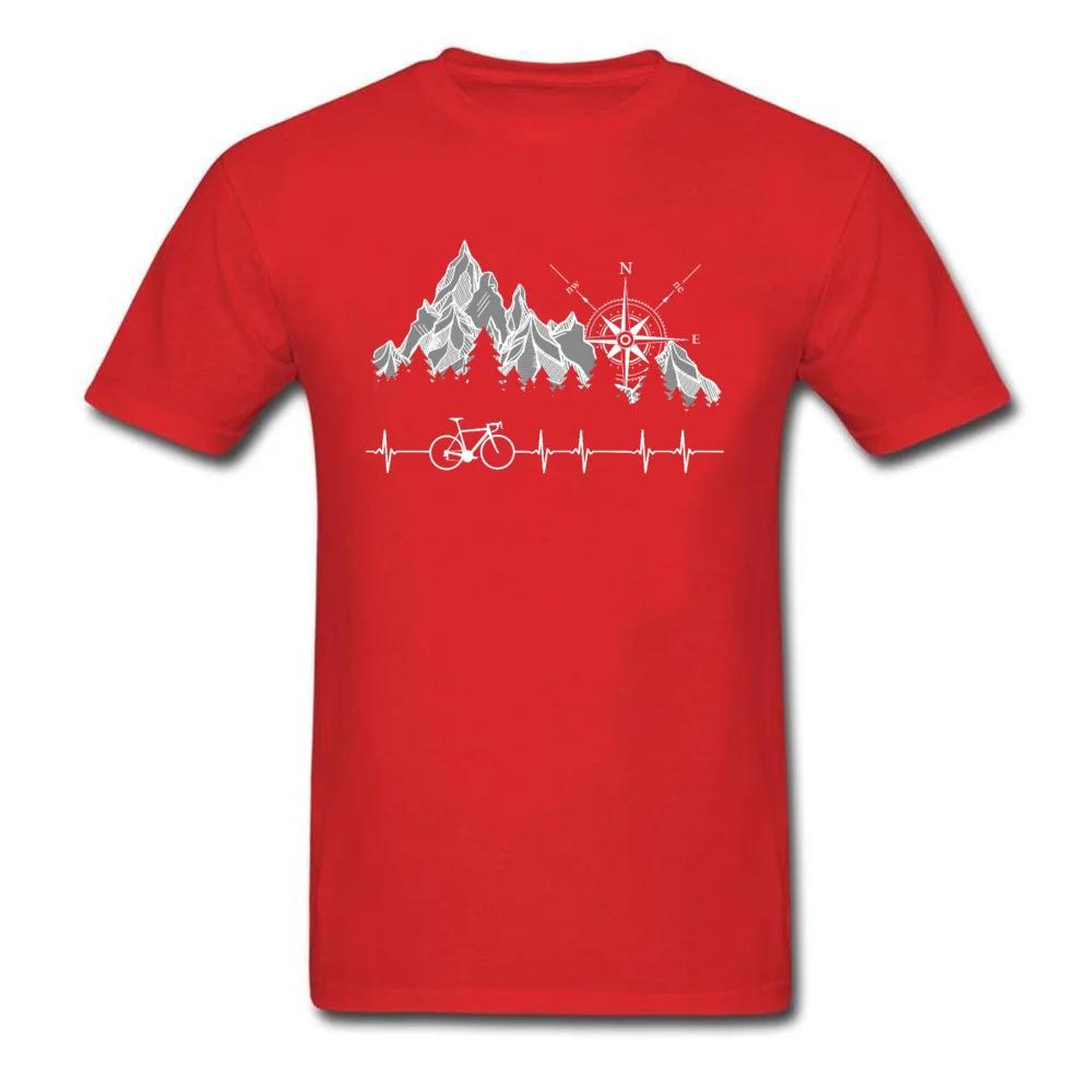 Cycle Life Heartbeat Biker Tshirt Mountain Forest Hiking Printed Tops & Tees Compass Bike Casual Funny T-shirts 100% Cotton
