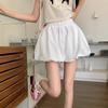 Plus Size White Tulip A-Line Short Skirt Women's Spring Autumn 2024 High Waist Slimming Puffy Draped Skirt
