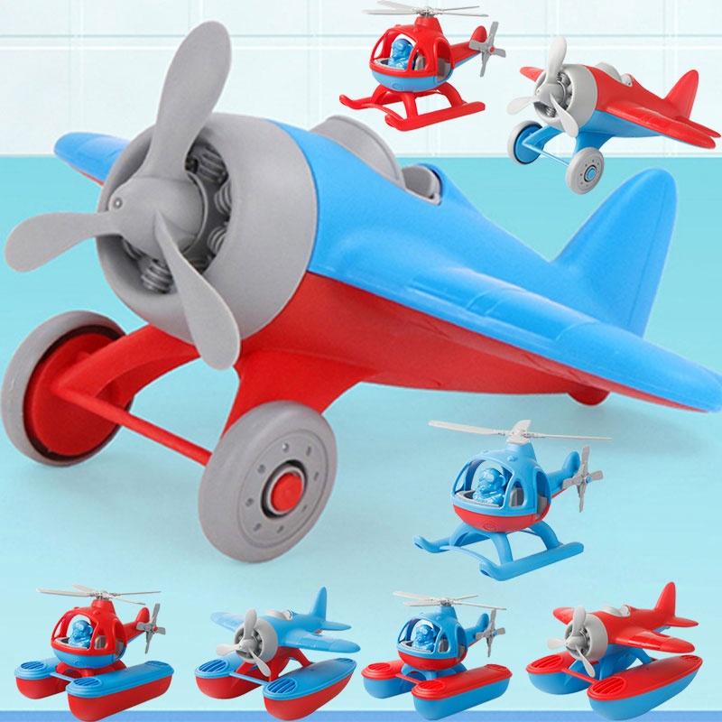 Durable Plastic Aircraft Model Toy Cartoon Beach Airplane Wwii Fighter Jet Helicopter Red/blue