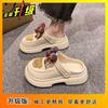 Non-slip Bow Outer Wear Cute Hole Shoes 2025 Summer New Fashion Platform Shoes Beach Bag Head Slippers Women