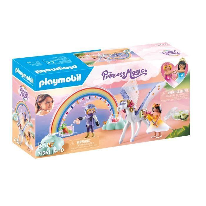 PLAYMOBIL 71361 Cheval Ailé À Décorer Avec Princesse, Princess Magic, Chevalier Et Arc-en-ciel, Dès 4 Ans