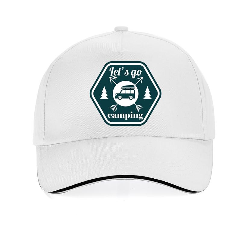 Let'S Go Camping Baseball Cap Fashion Print Outdoor Camping Caps Unisex Snapback Hat Adjustable Leisure Caps