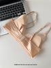 Romantic Satin Eyelash Lace Deep V Bra & Seamless Triangle Thin Cup