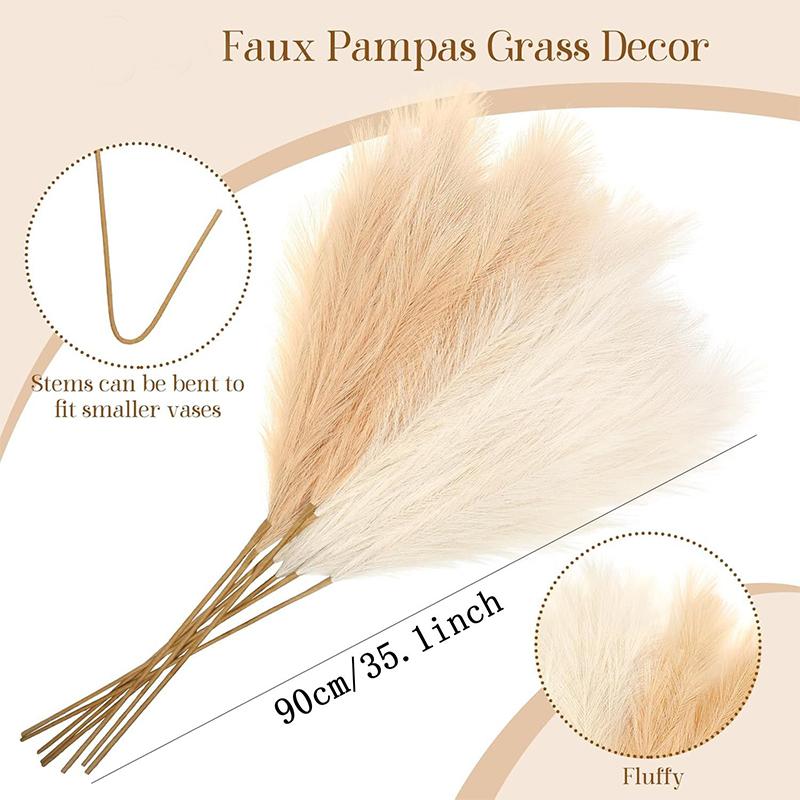90/120CM 1Pcs Fluffy Pampas Grass Bouquet for Wedding Home Party Vase Decoration Boho Fake Plant Reed Flowers Arrangement