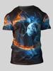 Flame Animal модная мужская футболка с 3D принтом футболка для уличного спорта уличная футболка черная рубашка с круглым вырезом летняя весенняя одежда одежда