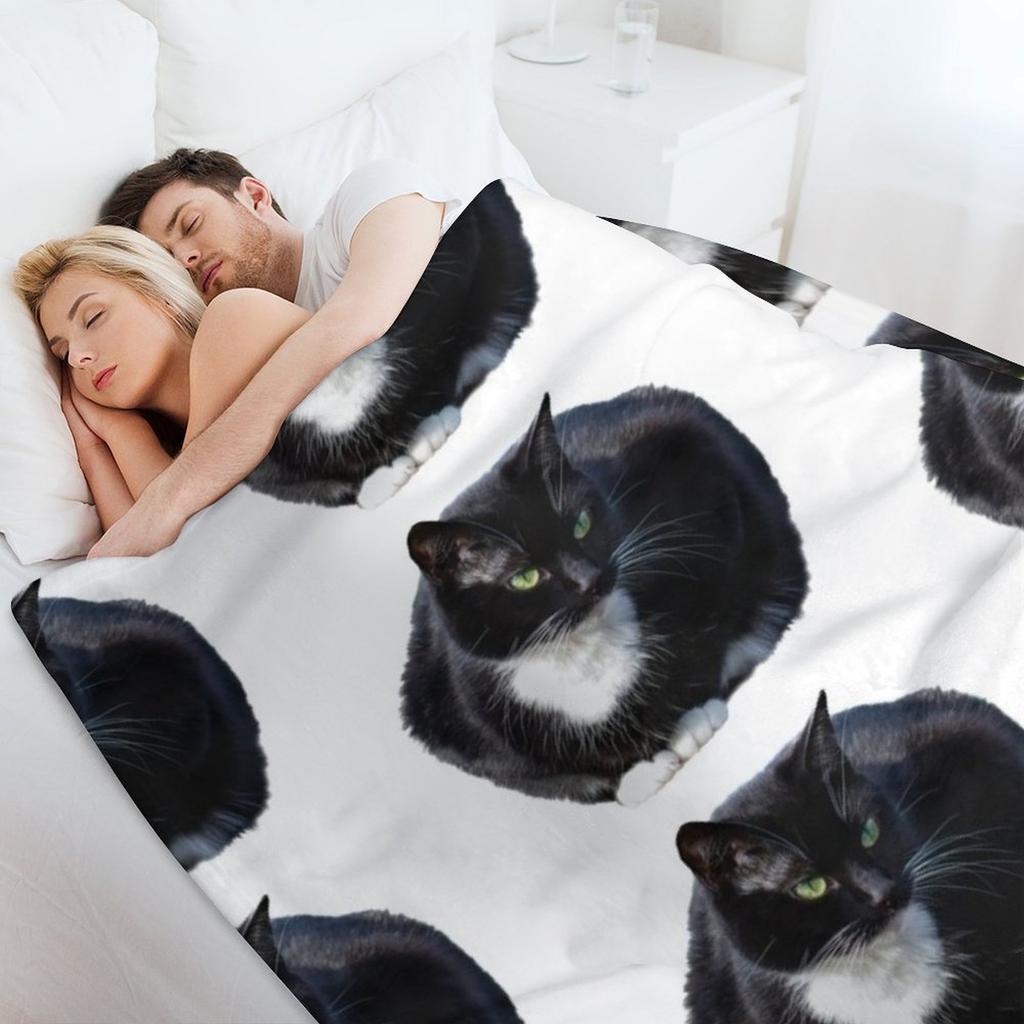 Tuxedo Cat Throw Blanket Kid'S For Baby Flannel Fabric Decorative Beds Blankets