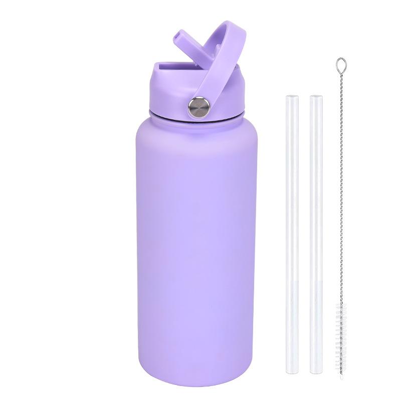 PuraCool Personalised Water Bottle 1000ml/1L/32oz Insulated Thermos Customised Tumbler Flask with Straw