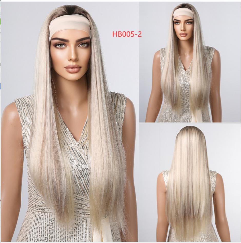 BLONDE UNICORN Blonde Headband Synthetic Wigs Long Straight Hair Wigs for Women Heat Resistant Fiber Daliy Party Use