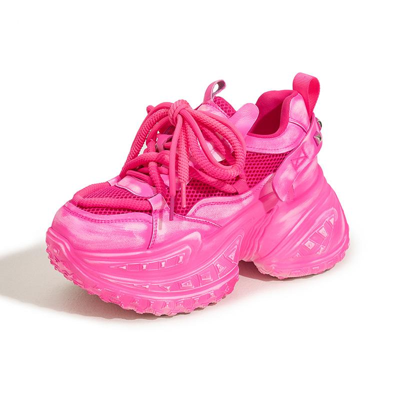 

Платформенные кроссовки «папины кроссовки» женские весна 2025 новые ретро повседневные спортивные туфли модные универсальные женские туфли с увеличивающей рост внутренней подошвой 34 персиковый