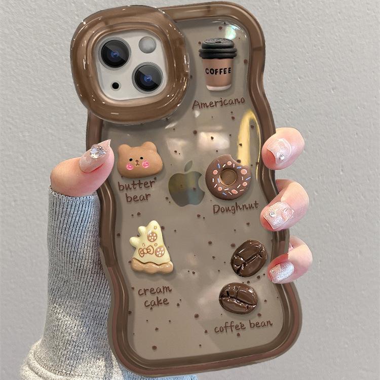 

Ins Coffee Dolls Подходит для 16 Чехол для iPhone Iphone15promax Двойная подставка 14 Силикон 13 Ниша iphone 12 Pro