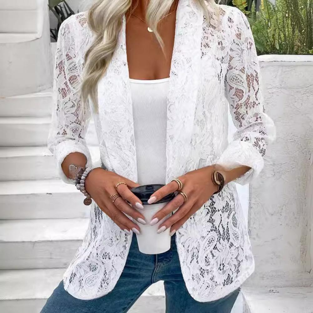 Spring and Summer Small Blazer Stylish Versatile Solid Color Lace Shirt Jacket
