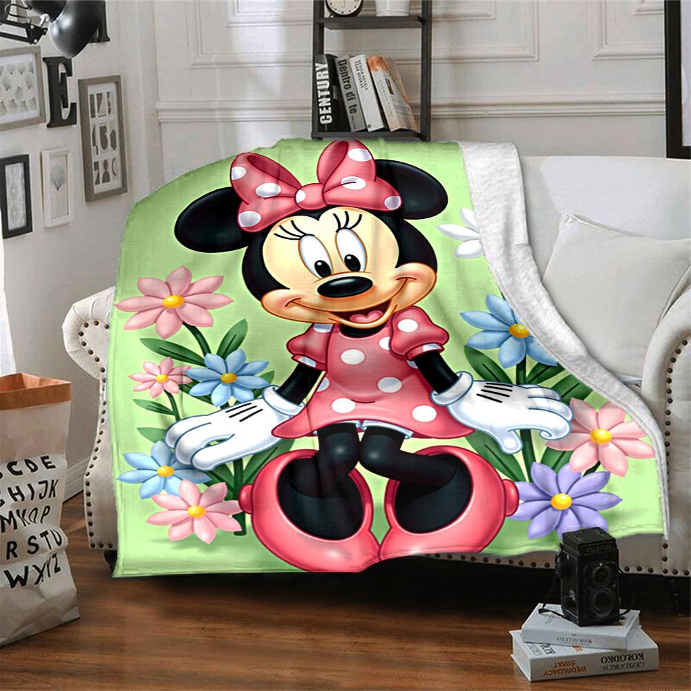 Minnie Mouse Garden Flannel Blanket Super Soft Warm Cozy Blanket For Sofa Bed Office Travel Allseason Home Decor Gift