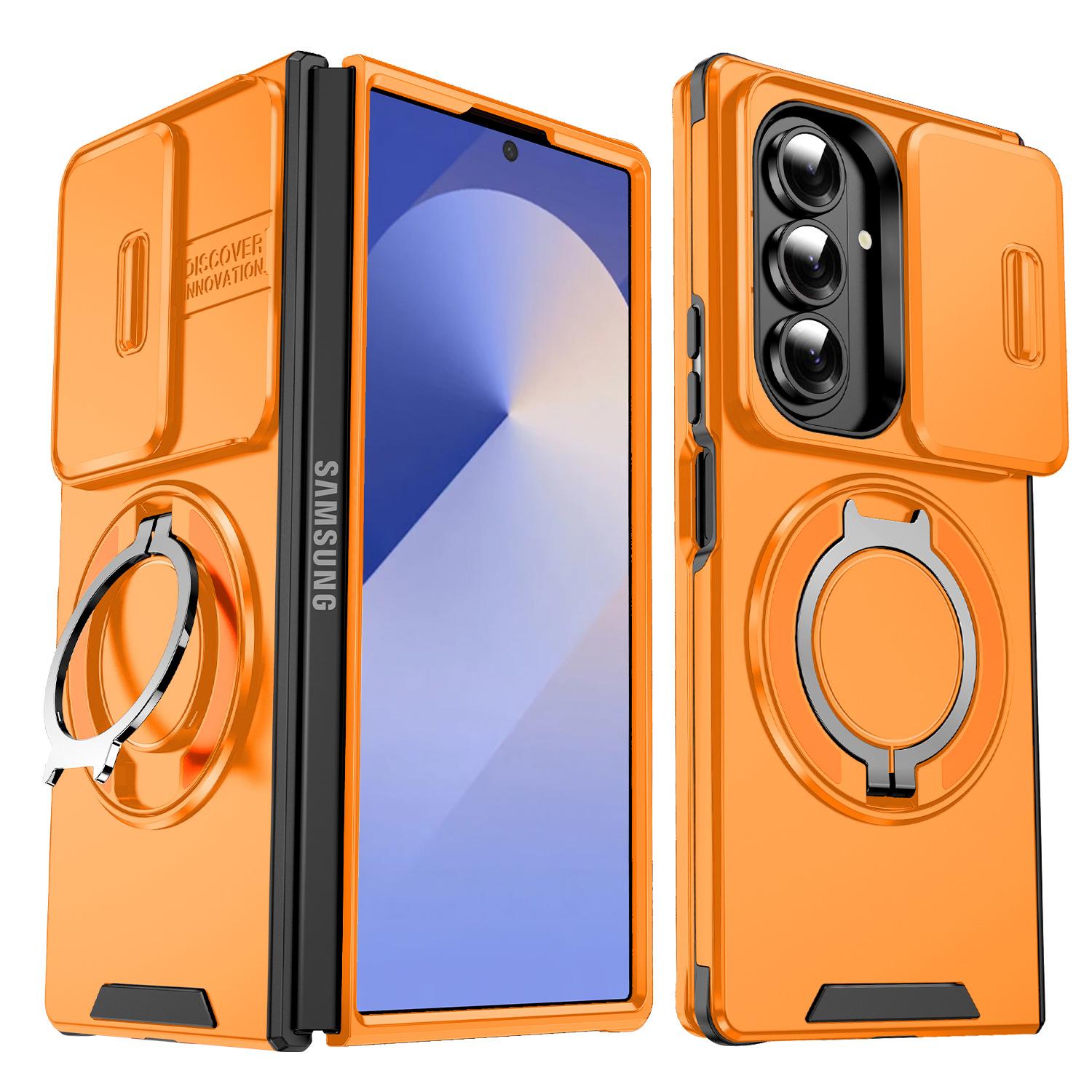 

Чехол для Samsung Galaxy Z Fold 7 6 5 4G 5G 2025 Защита военного класса Телефон Сдвижная крышка камеры Samsung Z Fold 6 оранжевый