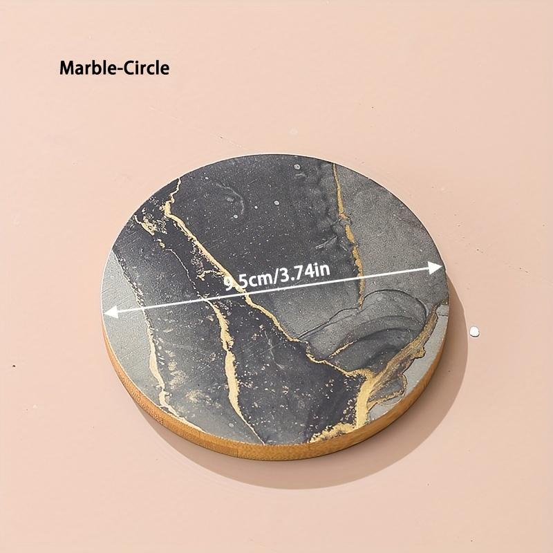 Untersetzer-Set (1 Stück) – Bambus Wasserfest, 6-Loch Basis + 2 Welle/2 Türkis/2 Marmor Runde Untersetzer, Schlichtes Elegantes Design