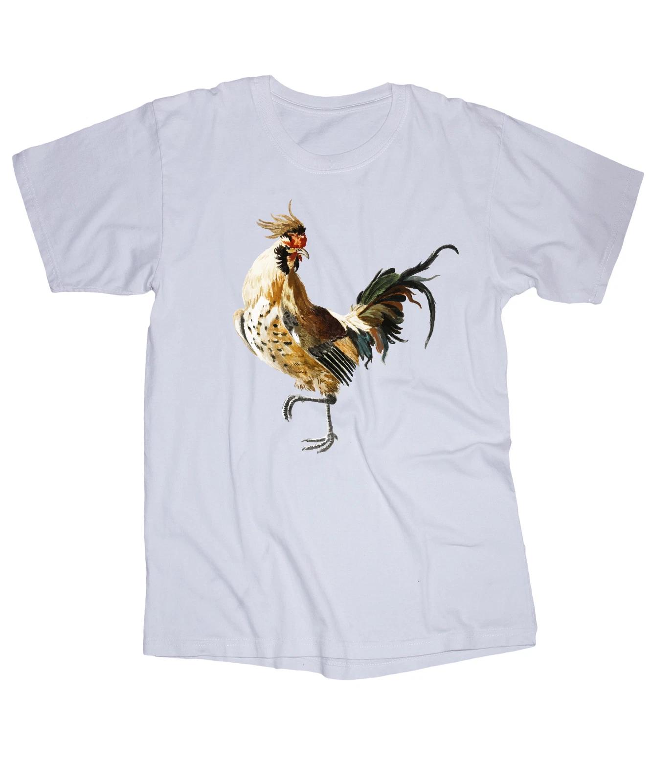 

Rooster white T-shirt Painting style graphic Farm Country Chicken L