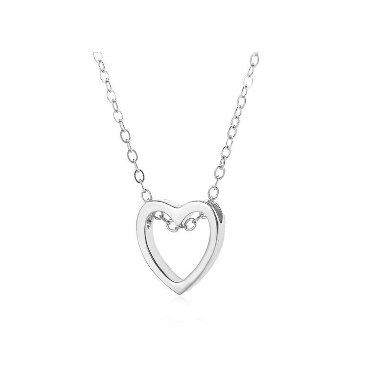 Fashion Heart-shaped Couple Stainless Steel Color Necklace Peach Heart Wild Clavicle Chain AVE