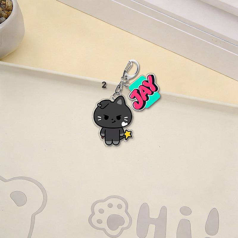 6er Set ENHYPEN ENCHIN Vollkörper Charakter Acryl Schlüsselanhänger 2-in-1 Set mit buntem Namensschild Jungwon Jay Jake Sunghoon Sunoo Ni-ki Tasche Anhänger Geschenk für Fans