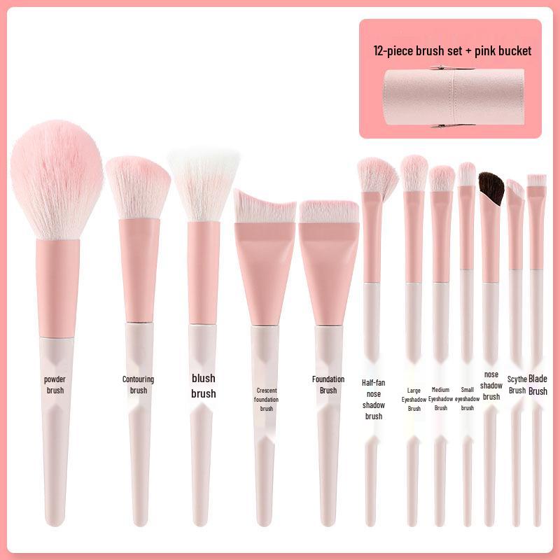 12-Piece Makeup Brush Set: Soft Bristle Powder, Eyeshadow, Blush Brushes & Beauty Tools