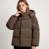 Womens Loose Fit Cotton Puffer Jacket With Hood Fall 2026 Warm Mid-Length Outerwear Daily Commute