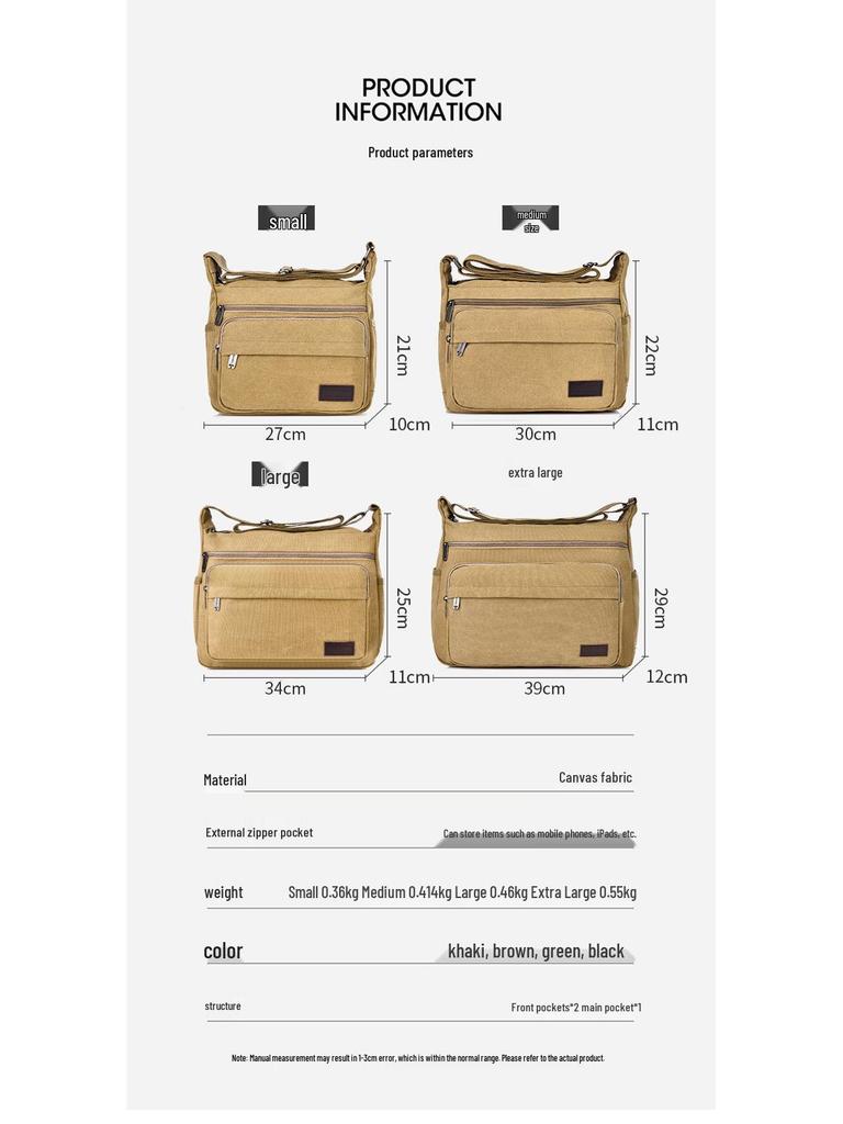 Men's Multifunctional Canvas Crossbody Bag: Versatile Travel & Tool Carrier