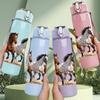 1PC Group Running Horse Animal Print 750ml Color Plastic Sports Water Bottle Leakproof Flip Straw Lid Suitable for Sports Office Home Use