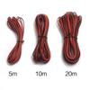 STONEGO 2-Pin LED Strip Extension Cable - 5m/10m/20m Lengths Red Black 22AWG for 3528/5050 Single Color LED Strips