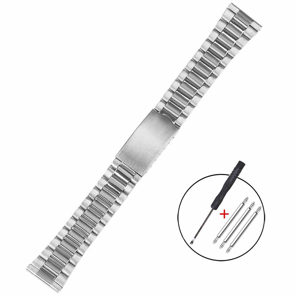 Stainless Steel Watch Band Folding Buckle Strap 12mm 14mm 18mm 20mm Metal Bracelet Silver Gold Universal Watchband for Men Women