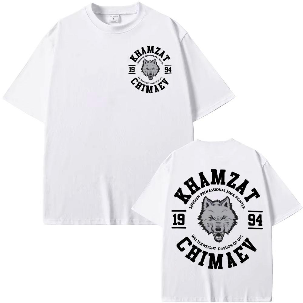 2025-26 New Hot-selling Khamzat Chimaev Hunting Print T-shirt Cotton Casual Short-sleeved T-shirt, Oversized Men's Retro T-shirt