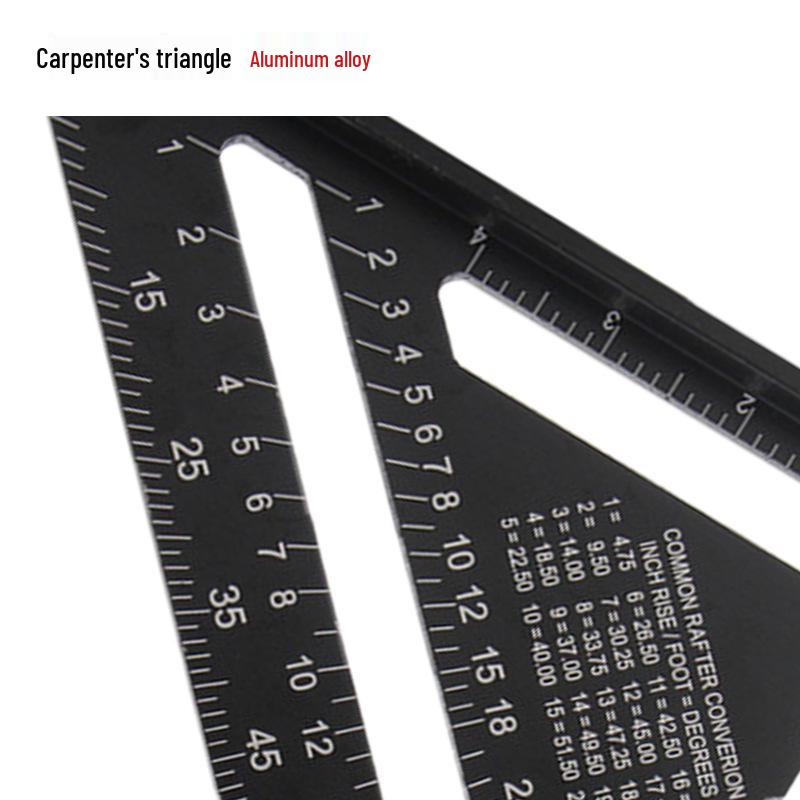 7-inch Aluminum Alloy Precision Triangle Ruler - Metric & Imperial Woodworking Measuring Tool