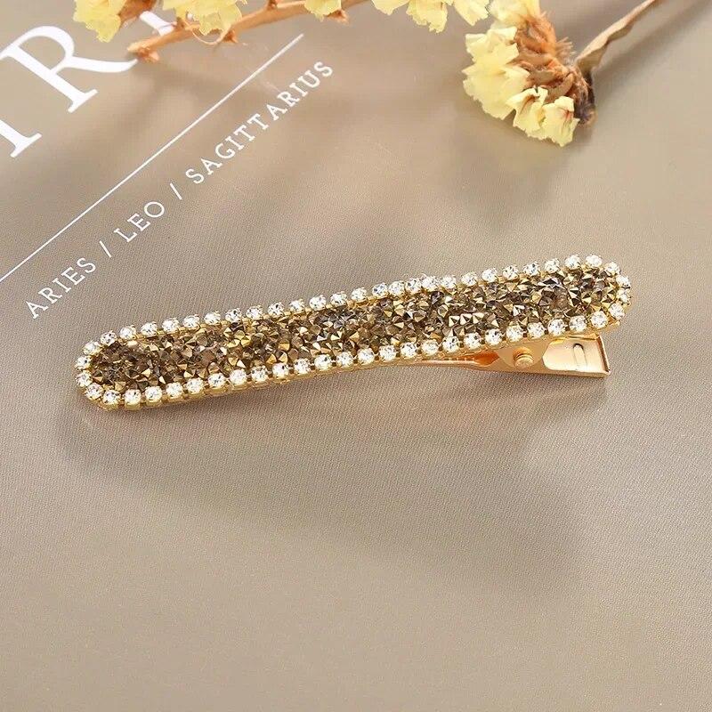 Fashionable Hair Clips for Woman Fine Rhinestone Grains Metal Spring Alligator Clip Woman Hair Accessories