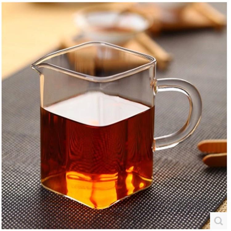 Square Glass Teapot Set with Stainless Steel Filter - Kung Fu Style Tea Dispenser and Fairness Cup for Household Use.