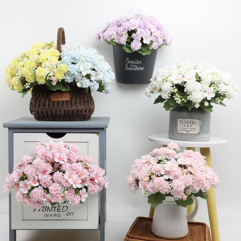 2Pcs Artificial Flower Bouquet Ping Pong Chrysanthemum Decorative Ornament for Living Room/Wedding/Outdoor