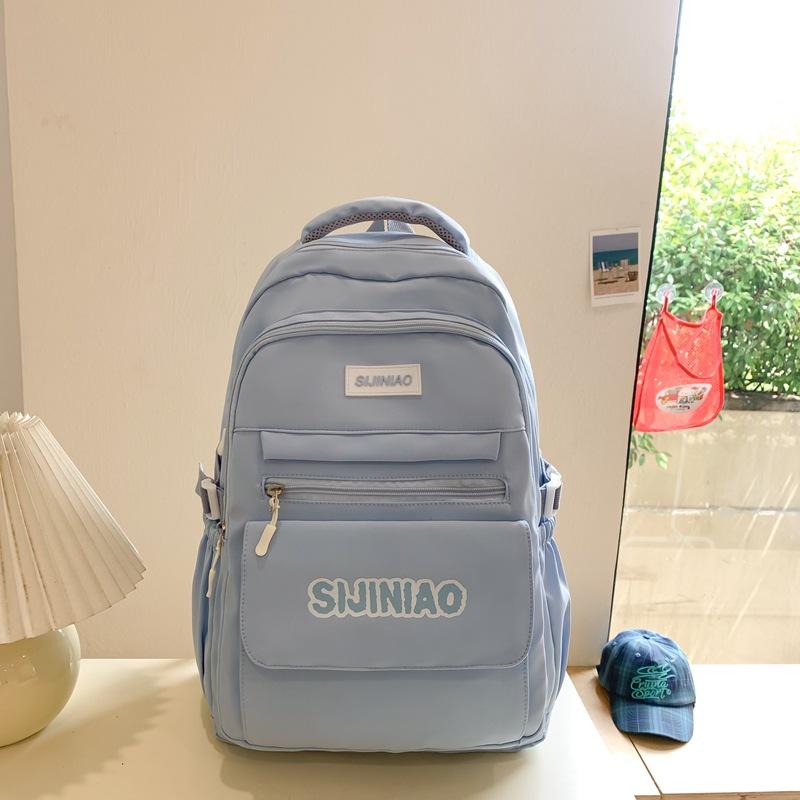 Schoolbag Korean Version Ins Simple Campus Soft Girl Girl Schoolbag Japanese Harajuku Style Large Capacity Solid Color Middle School Student Backpack