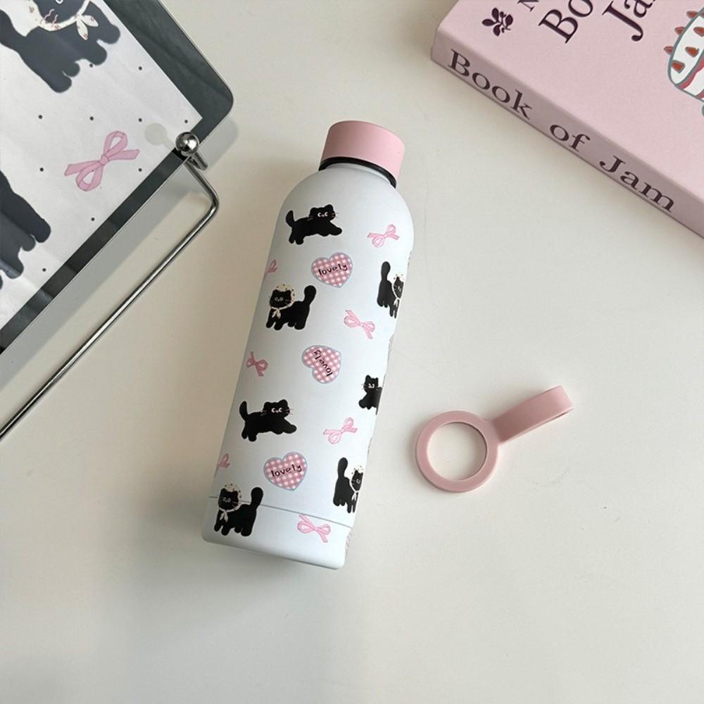 Stainless Steel Thermal Cup 500ml Insulated Water Bottle Cute Students Coffee Mug  Outdoor Travel