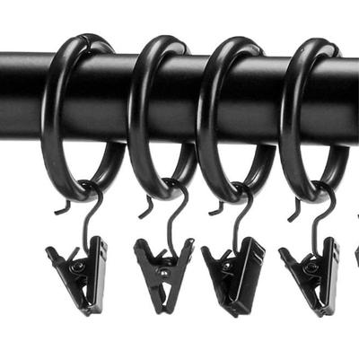 10pcs Curtain Rings with Clips Metal Decorative Rustproof Drapery Window Curtain Hanging Ring